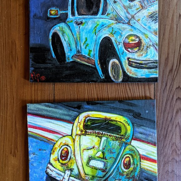 Artist Original Art Set Of 2 Original Paintings 4 X 6 Vintage